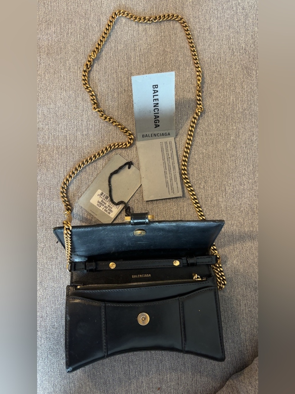 Balenciaga Black Leather Crossbody Bag with Gold Hardware